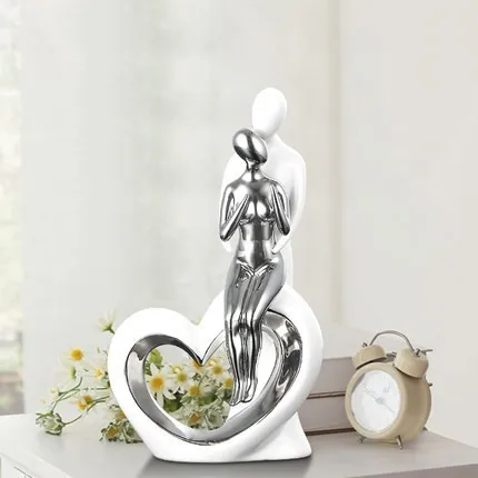 

White Ceramic Creative Heart Lovers Home Decor Crafts Room Decoration Ornaments Porcelain Figurines Wedding Decoration Gift