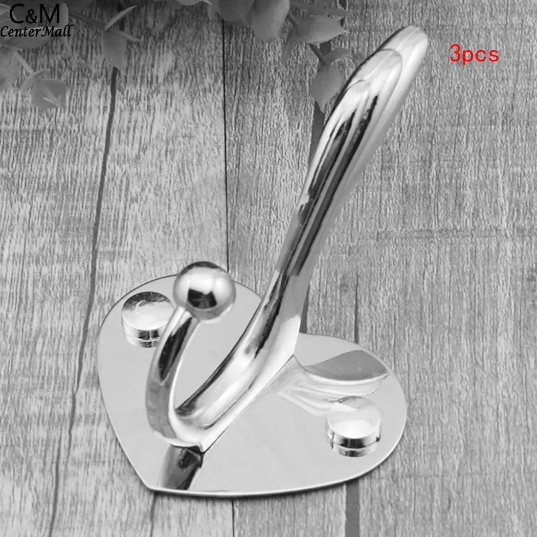 Clothes Hat Hanger Single Hook Wall Mounted Bathroom Peach Heart Plate Plum Towel Silver Rack | Дом и сад
