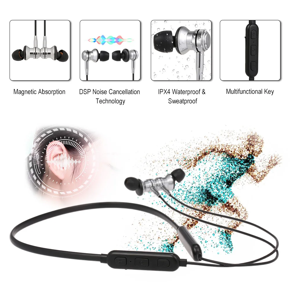 Беспроводные bluetooth наушники Crownsonic MF OK206B Спортивная гарнитура с шумоподавлением и
