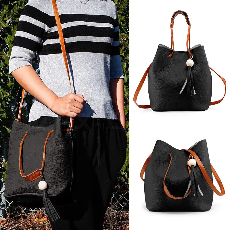 Женская однотонная сумка из искусственной кожи с кисточками сумка-мессенджер