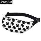Мужская поясная сумка Deanfun, черная водонепроницаемая сумка на плечо с принтом кота, для телефона, YB-60