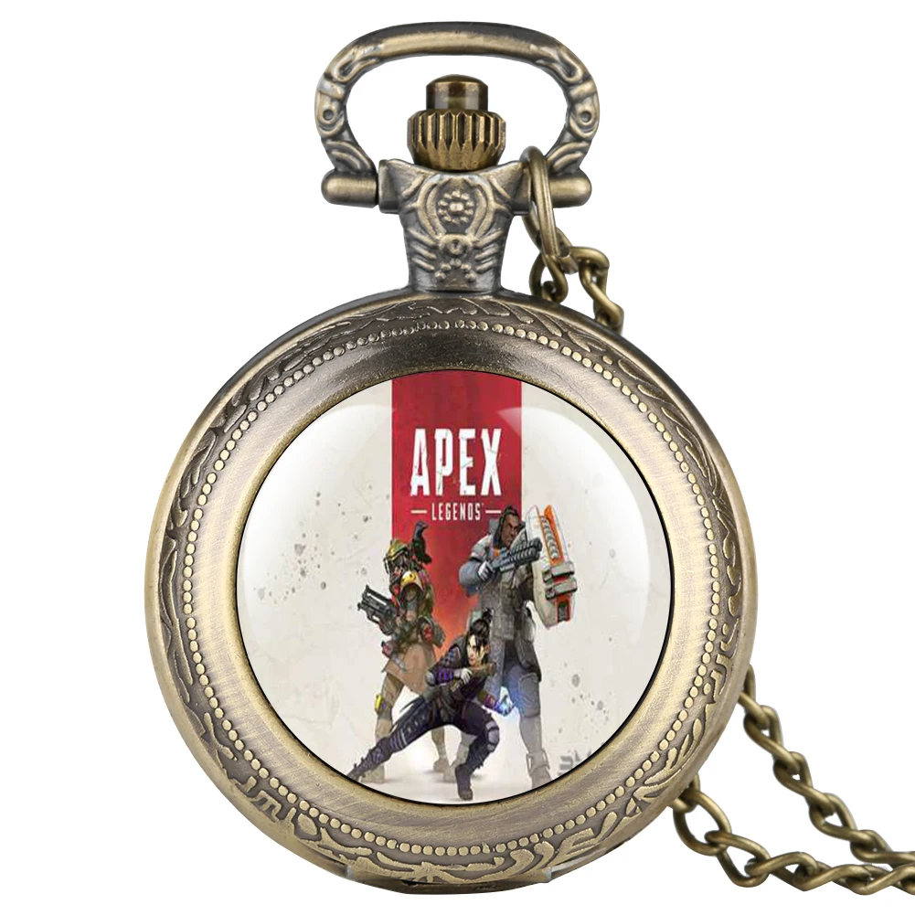 Apex веб-игровая тематика наклейка карманные часы для мужчин ожерелье мальчика