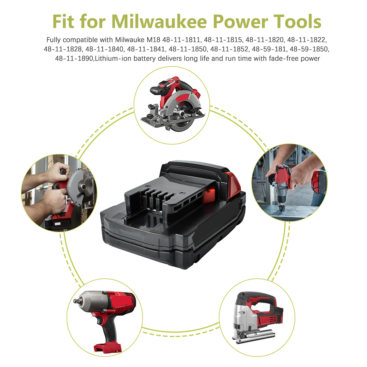 Powtree 2 упаковки 18 в 2000 мАч 1815 Ач для Milwaukee M18 XC Li-Ion сменный аккумулятор 48-11-M18B2 M18B4 M18BX