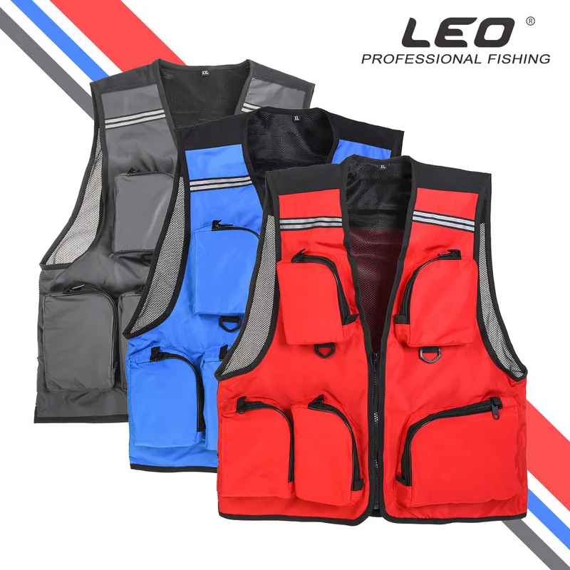 LEO Summer Fishing Vest Outdoor Sport Photography Clothing with 5 Pocket Quick Dry Breathable ClothesDrop Shipping |