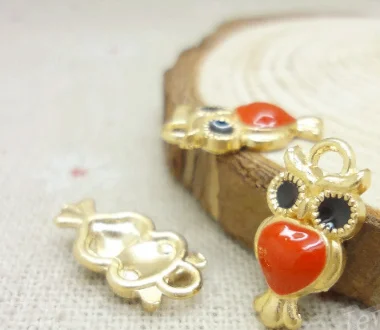 

50pcs Exquisite cute enamel love owl charms 17*9mm pendants Handmade accessories craft Jewelry Making earring bracelet necklace