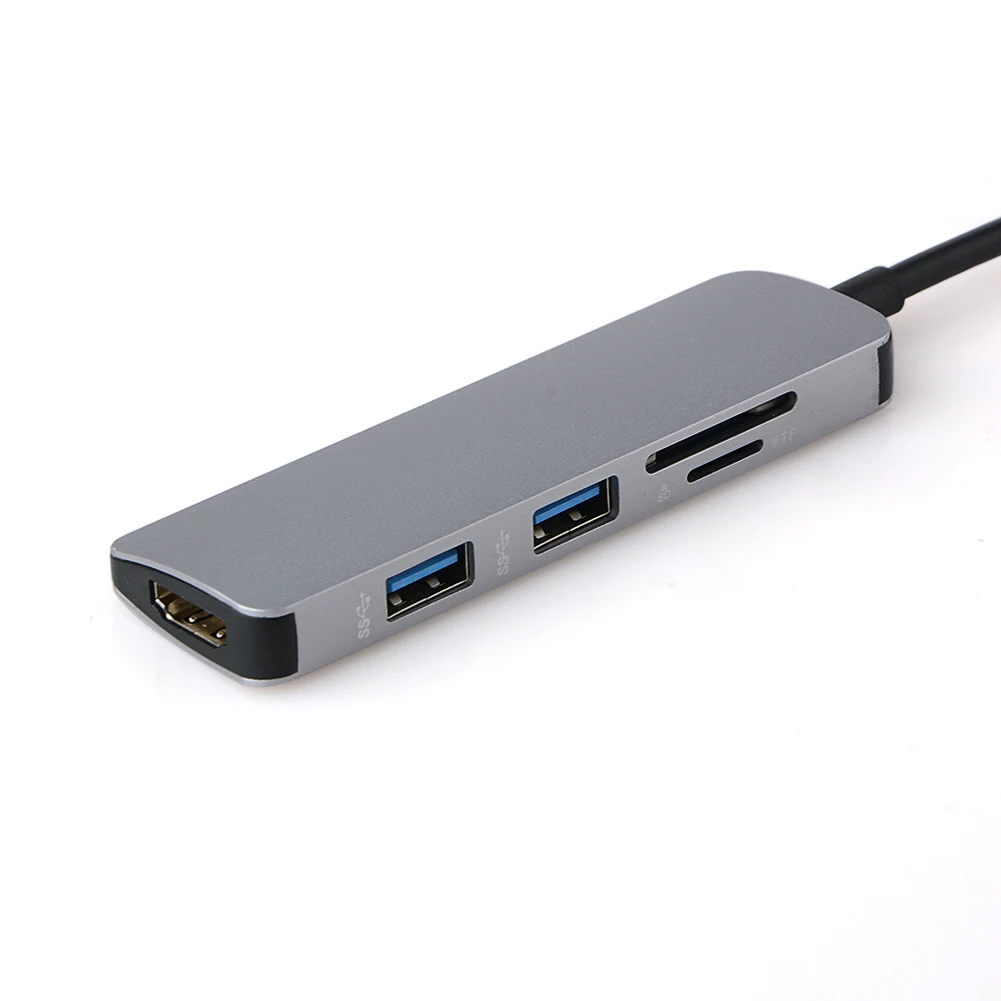 Алюминиевый 5 в 1 USB-C USB C концентратор Type-C к 4K HDMI 2 порта 3 0 SD/TF кардридер для MacBook Type