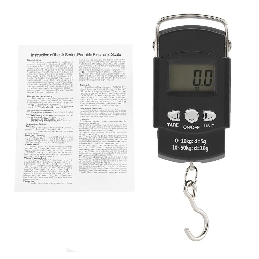 Цифровые ручные карманные весы с крючком 50 кг/10 г 1 шт. электронные подвесные для