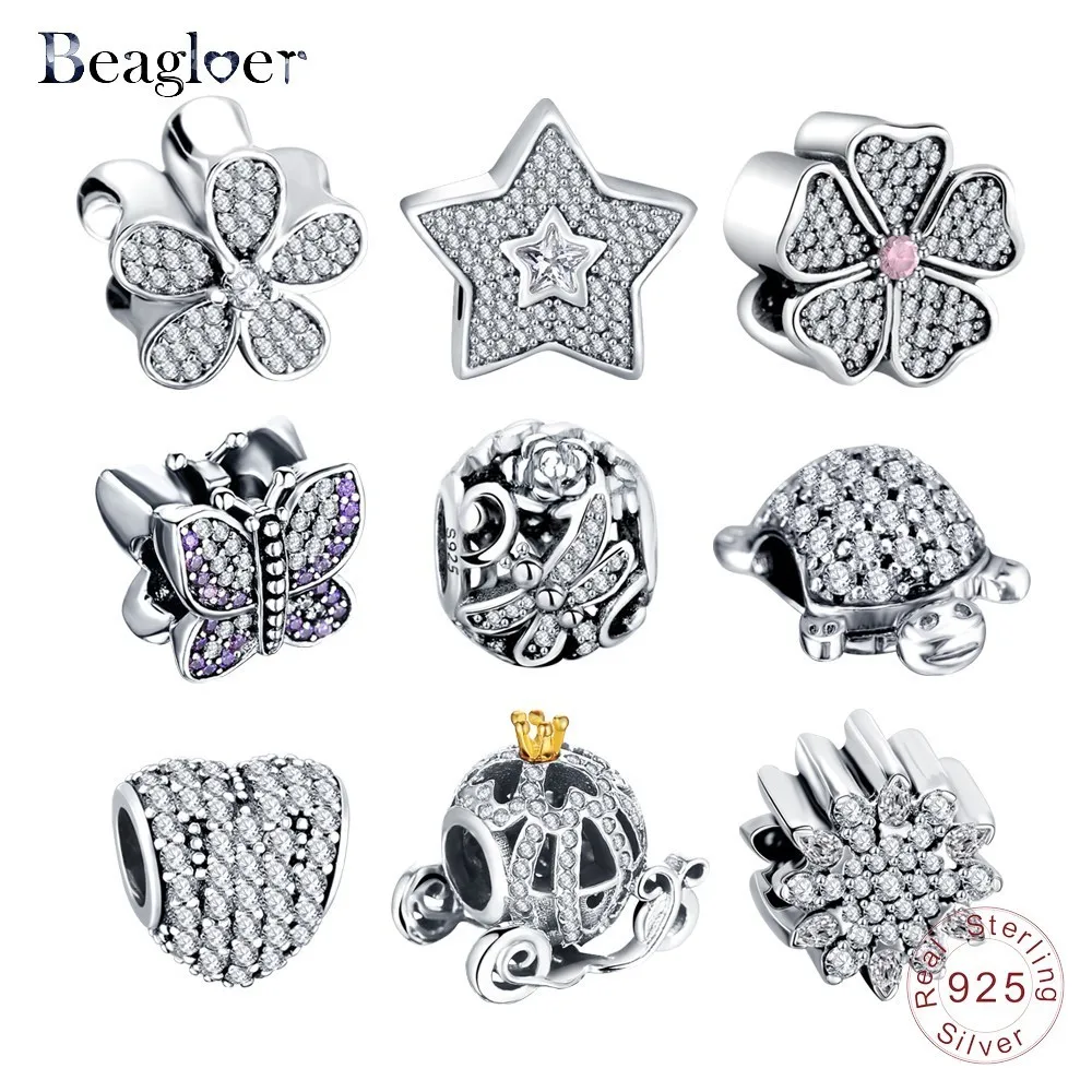 Браслеты Beagloer из серебра 925 пробы с блестящими фианитами подходят для
