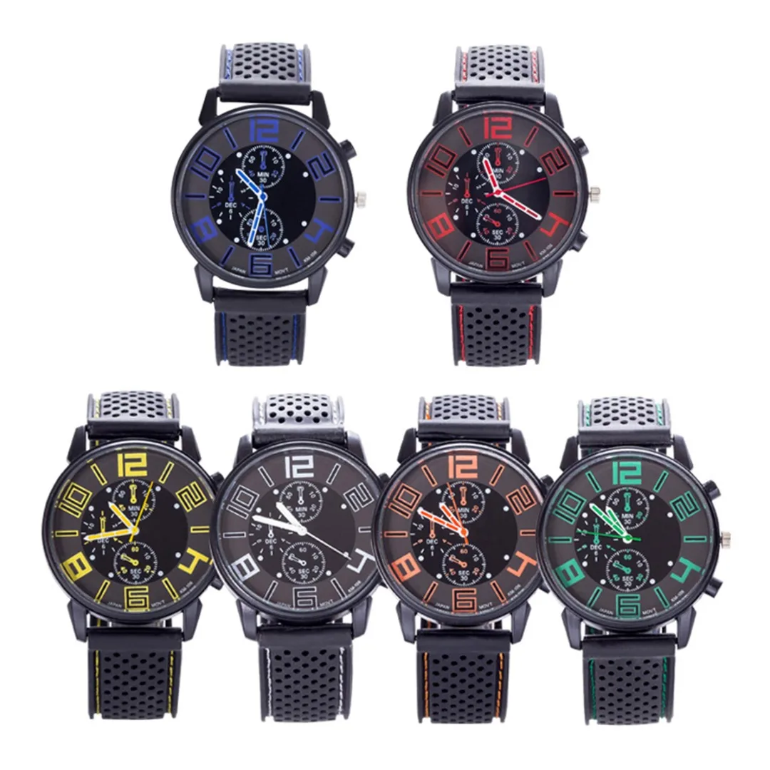 

Fashion Silicone Strap Large Number Quartz Watch Men Sports Wristwatches Clock Hour Male Relogio Masculino Shellhard