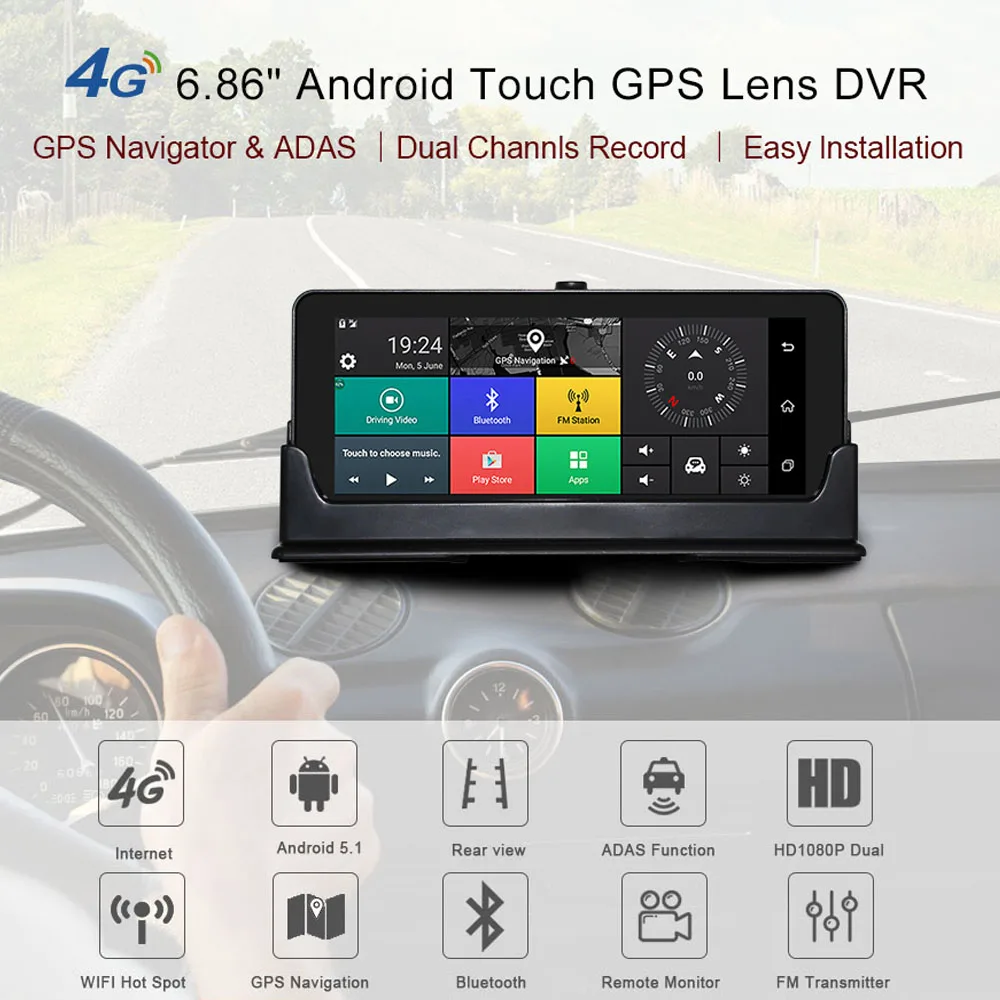 Автомобильный видеорегистратор TOPSOURCE ADAS GPS навигатор 4G 3G Android для грузовиков