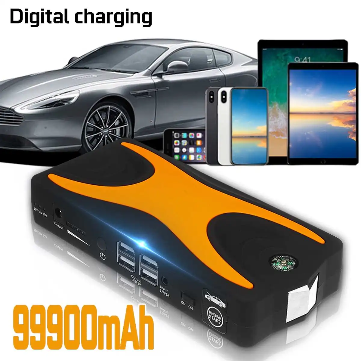 Пусковое устройство для автомобиля 99900 мАч 15 В 4USB а бустер автомобильного