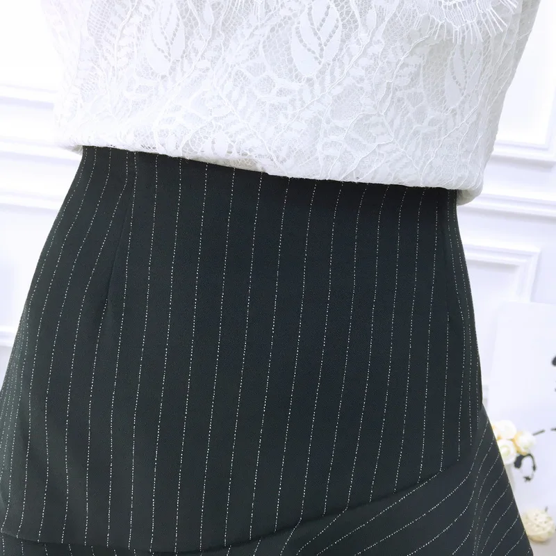 

new 2019 spring women fashion suit sweet bowknot chiffon top shirt & stripe ruffle skirts two-piece outfit girl vestido clothes