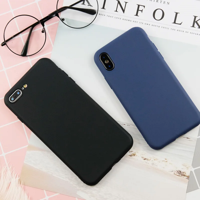 Мягкий чехол KISSCASE из ТПУ для iPhone 7 8 6s Plus простой однотонный силиконовый 5S XS X