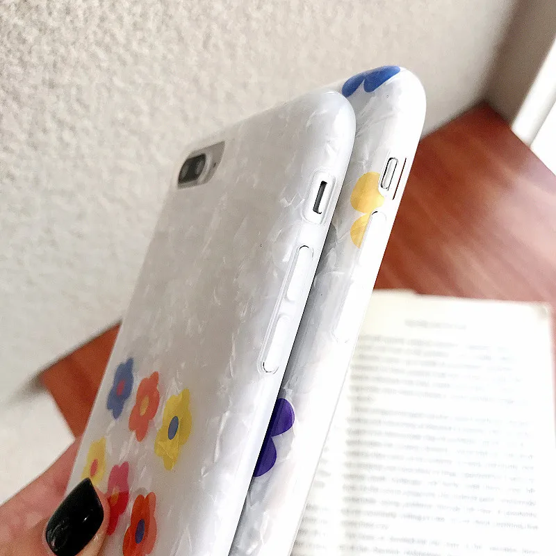 Чехол с рисунком для телефона iphone 8 Xs Max Xr 6 7 Plus X цветочным блестящий силиконовый