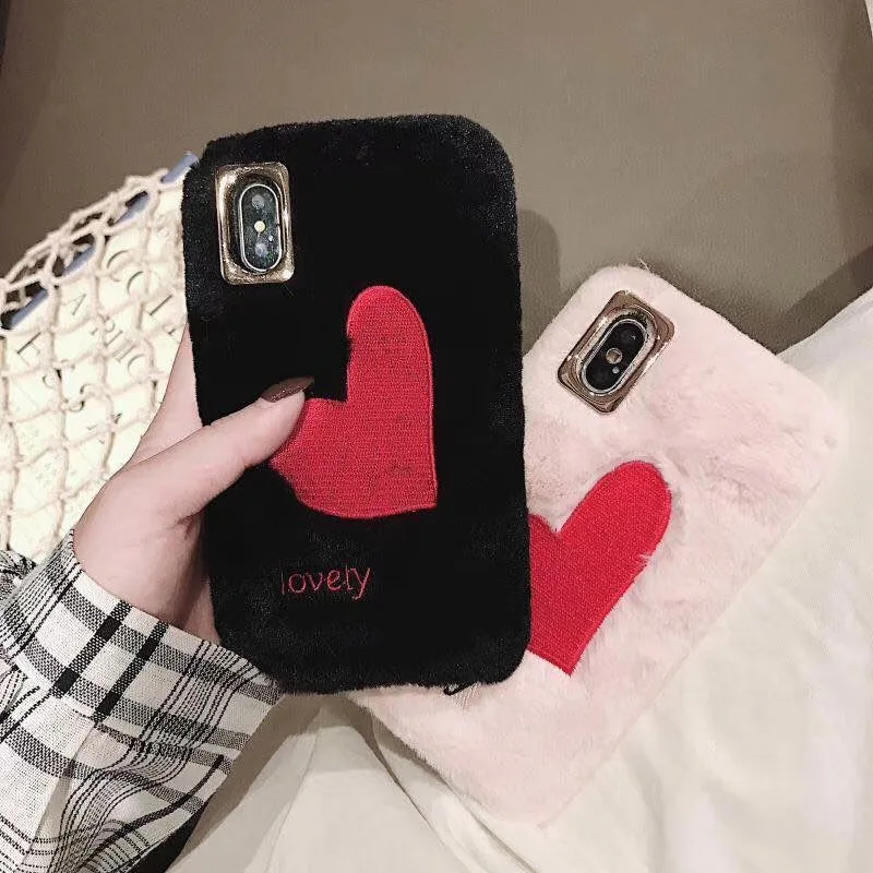 Fashion Winter Warm phone cover for iphone case 7 7plus 8 8plus soft TPU plush back iphone6 6s 6plus X XS MAX XR Love |