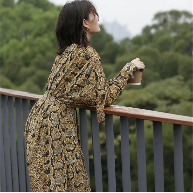 LANMREM 2020 Новые Модные свободные платья больших размеров с принтом змеи для женщин