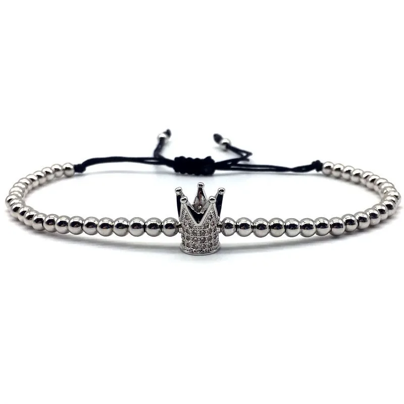 Новинка 2020 модный мужской женский браслет с короной металлический камень бусины