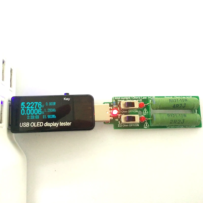 USB резистор dc электронная нагрузка с переключателем регулируемый 3 тока 5V1A/2A/3A