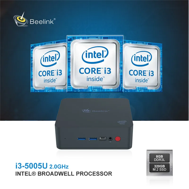 Beelink U55 Мини ПК Intel Core I3 HD Graphics 5500 Windows 10 ТВ коробка 2 4G &amp 5 8G WiFi 1000M USB3.0 BT4.0