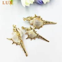 nautical ocean sea shell conch pendant charms gold color plated sea snail for jewelry making accessories diy