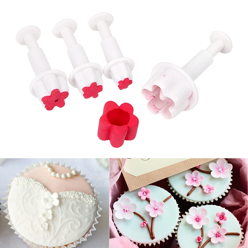 HILILFE 4 шт./компл. торта Fondant (сахарная) плунжер DIY фрезы комплекты с цветочным