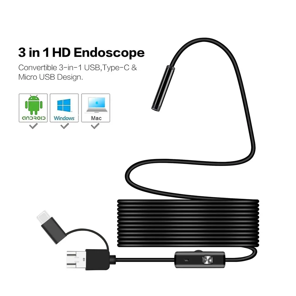 8 мм Змея Область Водонепроницаемый эндоскоп для осмотра HD Камера Boroscope Andorid Windows