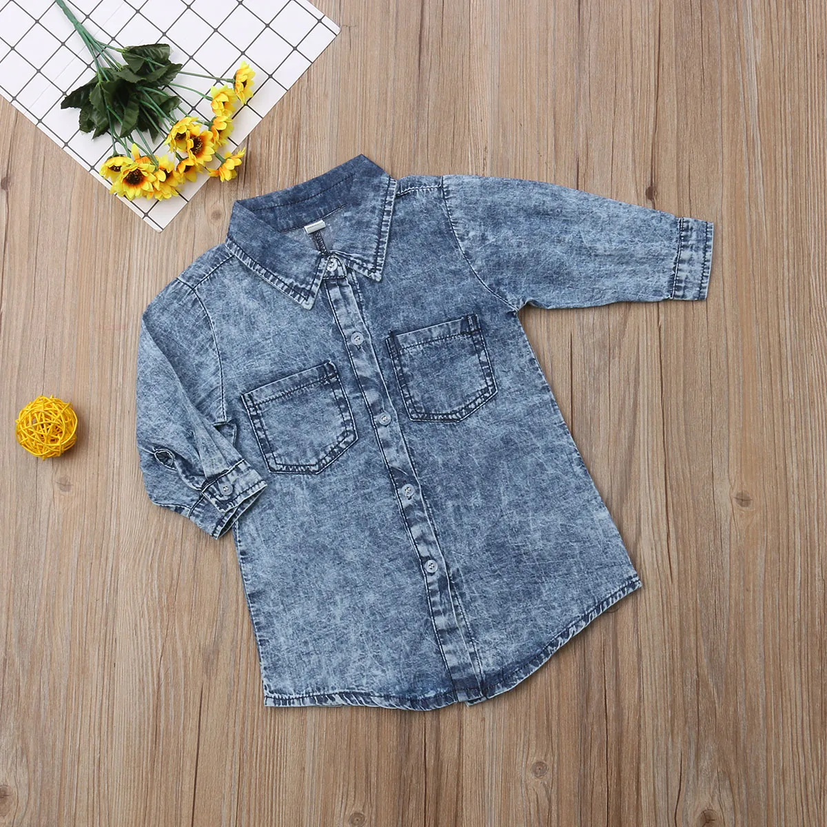 

Pudcoco Girl Dress 1-6 Toddler Baby Girl Kids 3/4 Sleeve Princess Dress Party Dresses Denim Outfit