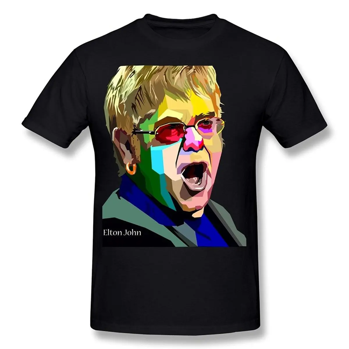 Летняя футболка с рукавами вырезом лодочкой Elton John color Design Art коротким рукавом
