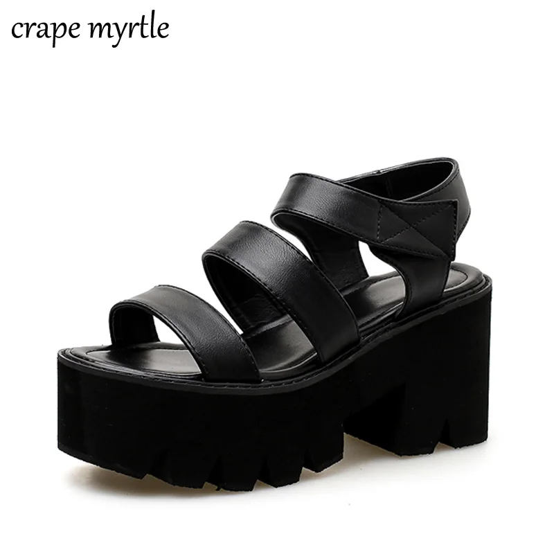 Женские сандалии гладиаторы на платформе с ремешком щиколотке черные Босоножки