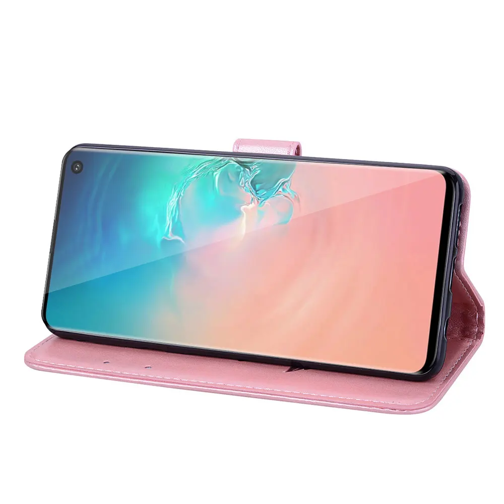 Кожаный чехол бумажник KISSCASE с цветком для Samsung Galaxy S10 Plus A7 A8 A9 2018 мягкий отделением