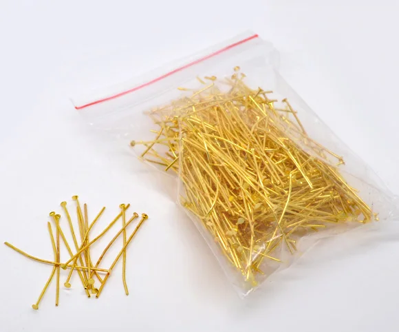 

Lovely 350PCs Gold Plated Head Pins 0.7x45mm(21 gauge) (B01525)