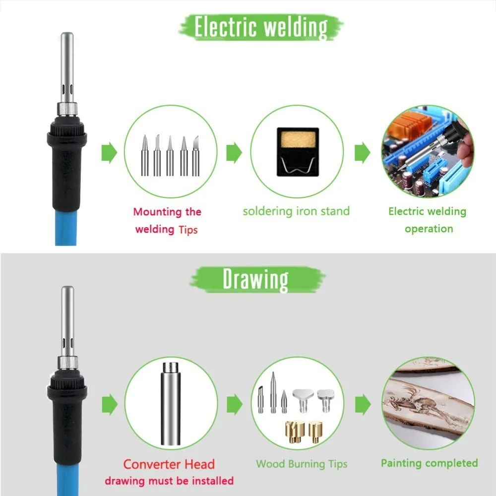 ЕС/США Plug 220 в 60 Вт регулируемый температура паяльник Комплект вырезка пирография