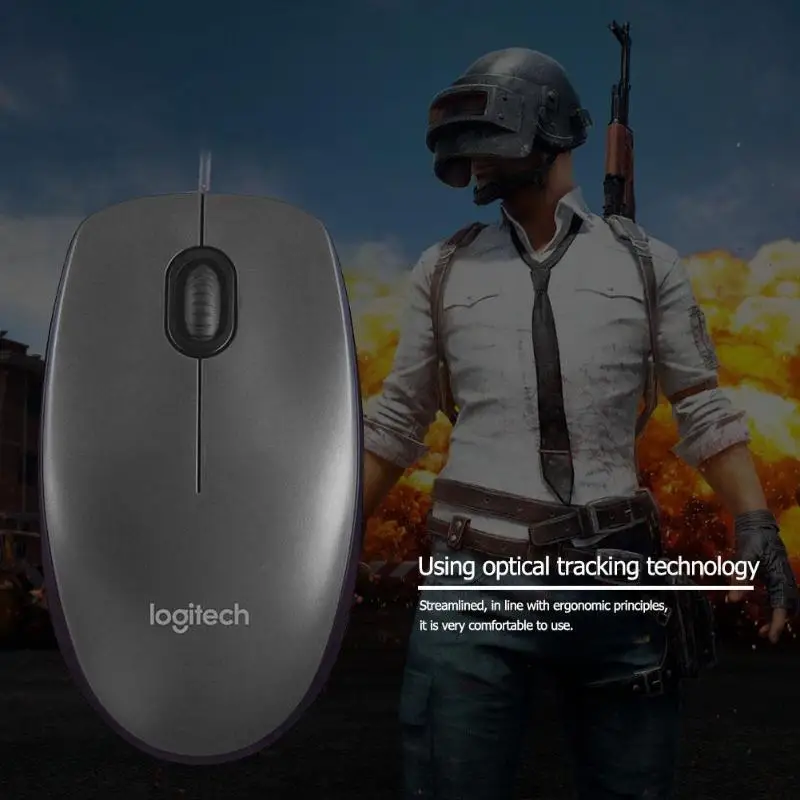 Проводная мышь Logitech M90 USB эргономичный дизайн 3 кнопки 1000DPI оптическая геймерская