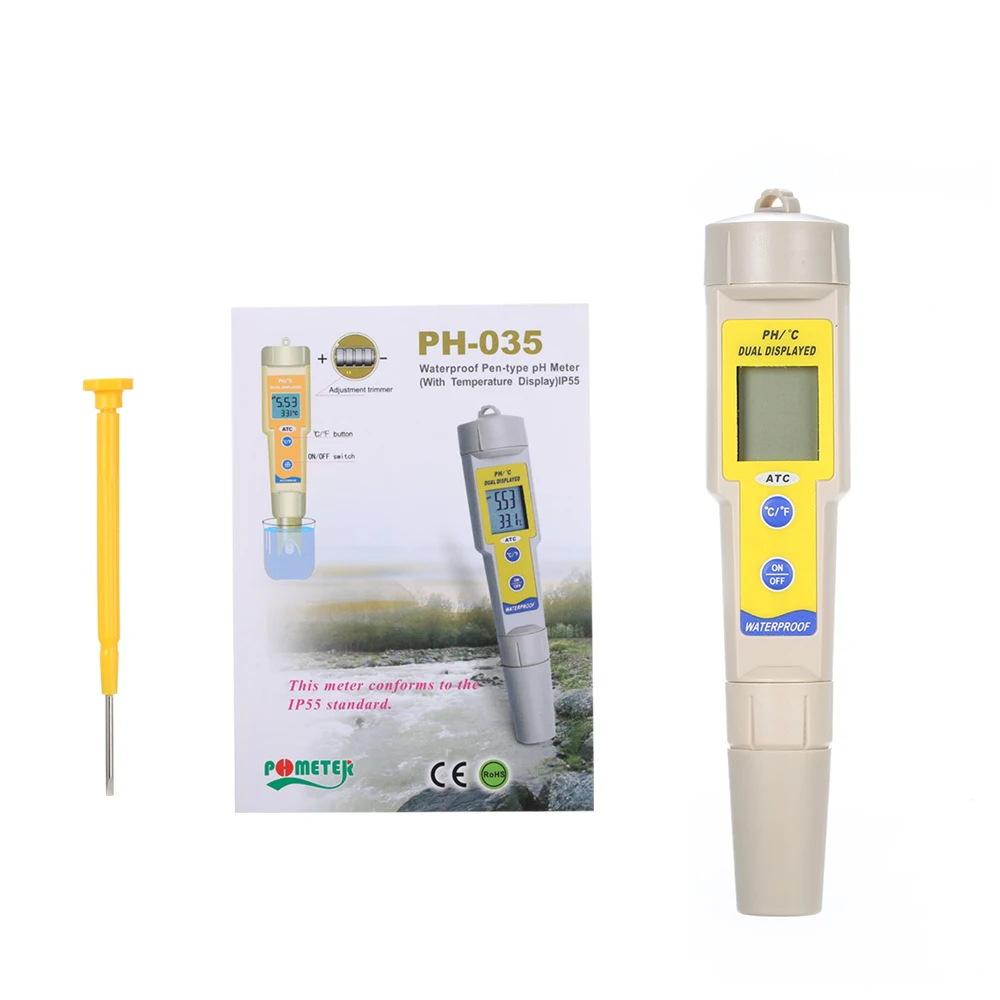 

Pen-type pH Meter Temperature pH Test with Automatic Temparature Compensation Digital LCD pH Tester Water Quality Detector