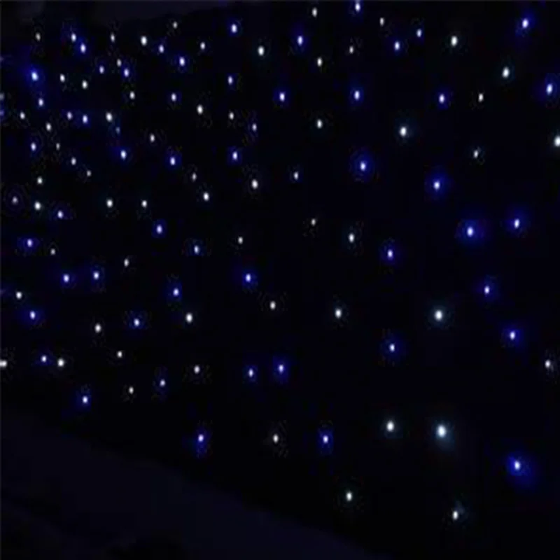 Бесплатная доставка огнеупорная ткань 3 м * белый + синий LED звезда драпировка с шт