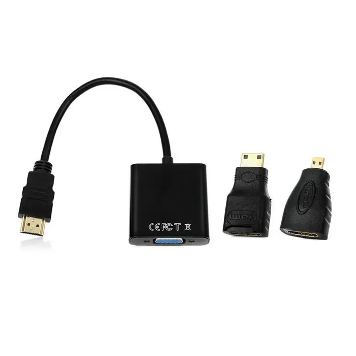 CYSM черный цвет HDMI совместимый источник для VGA выходной кабель с Micro & Mini адаптер