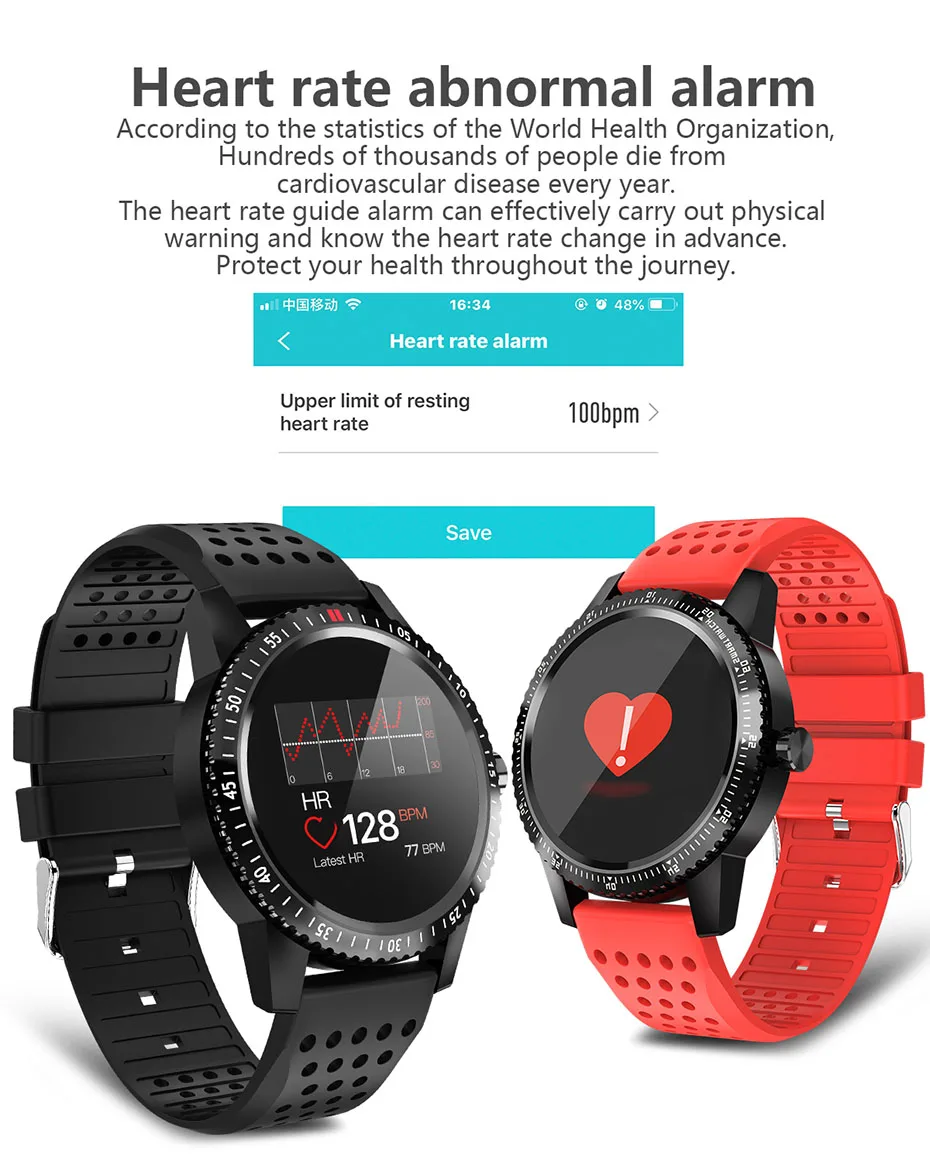 Спортивные мужские умные часы сердечного ритма оповещение Smartwatch водостойкий ips