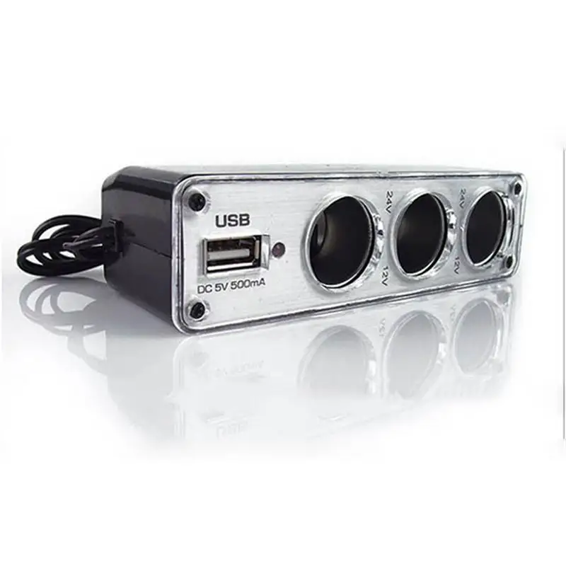 DC12V трехполосная розетка для автомобильного прикуривателя Разветвитель wirh USB