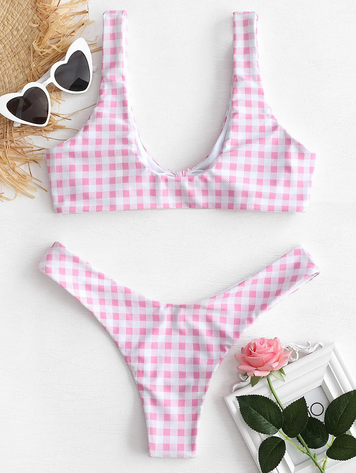 2018 новый летний купальный костюм для женщин галстук спереди плед купальники