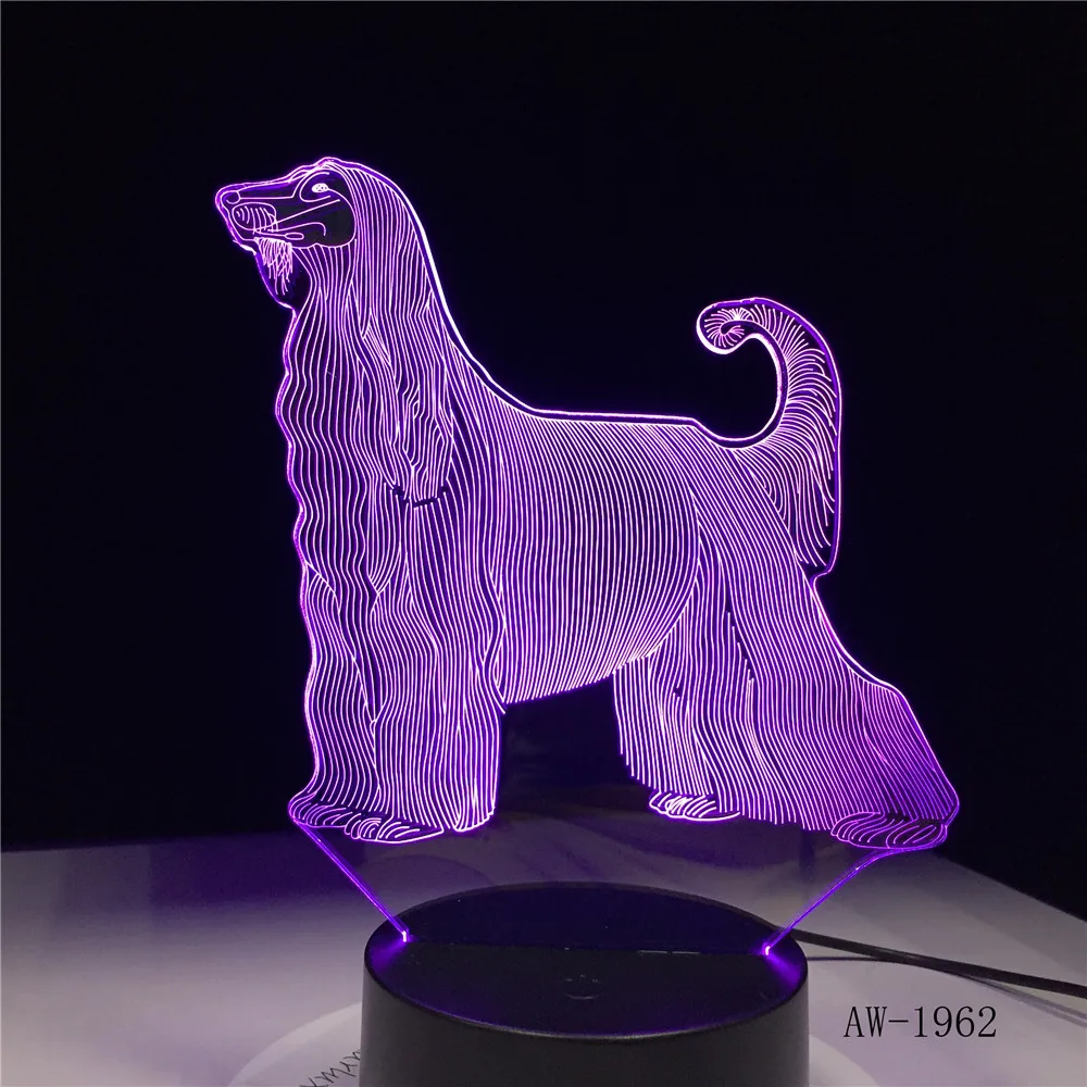 Afghan Hound самая красивая собака 3D светодиодная лампа 7 видов цветов USB сенсорные