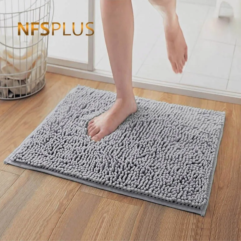 Chenille Bathroom Carpet Bath Mat Rug 40x60 50x80 Latex Anti-Slip Floor Purple Coffee Grey Plush Toilet Doormat Door | Дом и сад