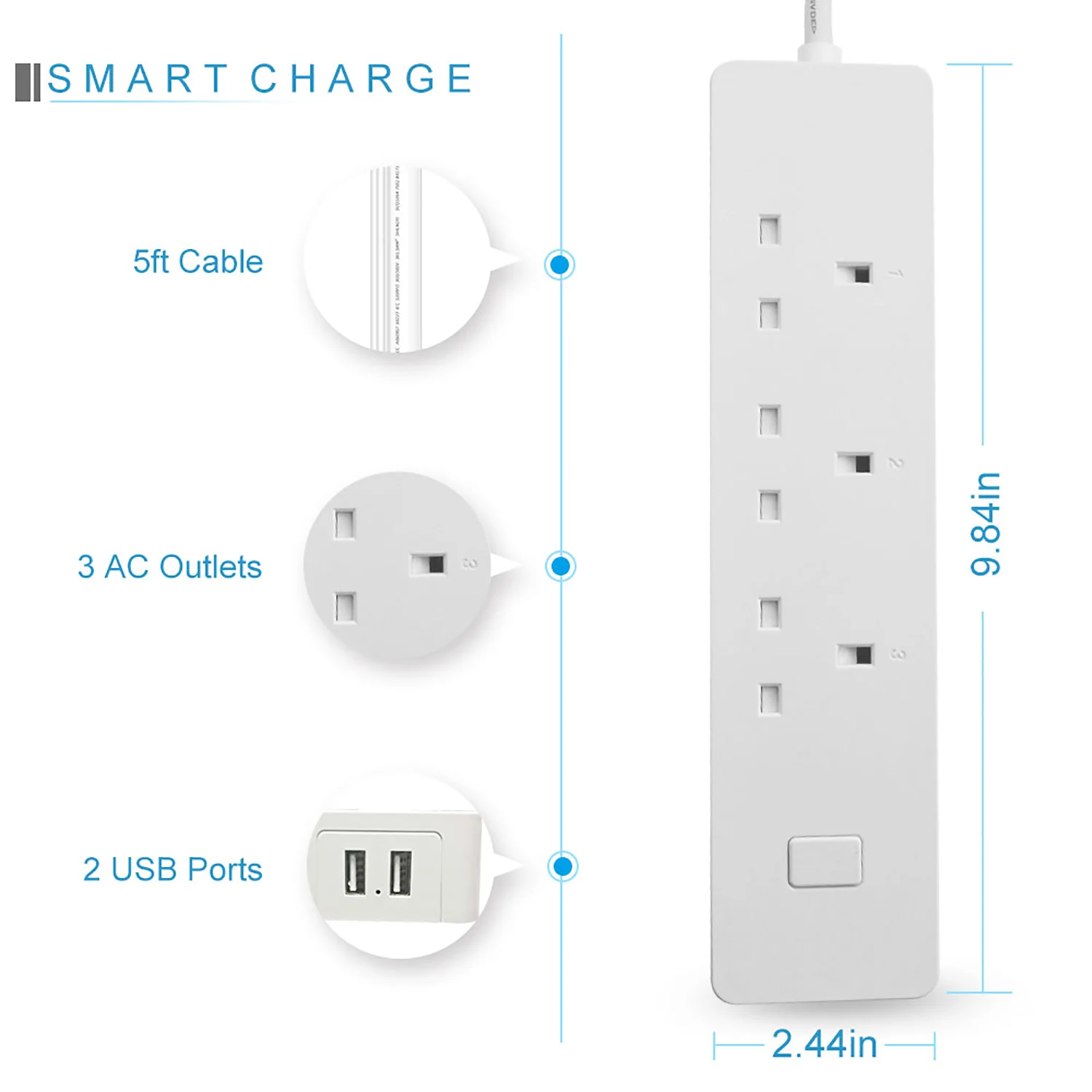 WiFi 3 Смарт розетки умная полоса питания 2 usb-порта для зарядки Голосовое