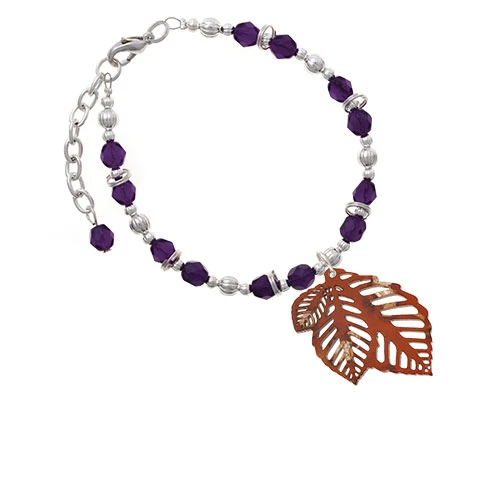 Акриловый Средний тройной лист жемчужно-коричневый пурпурные бусы браслет |