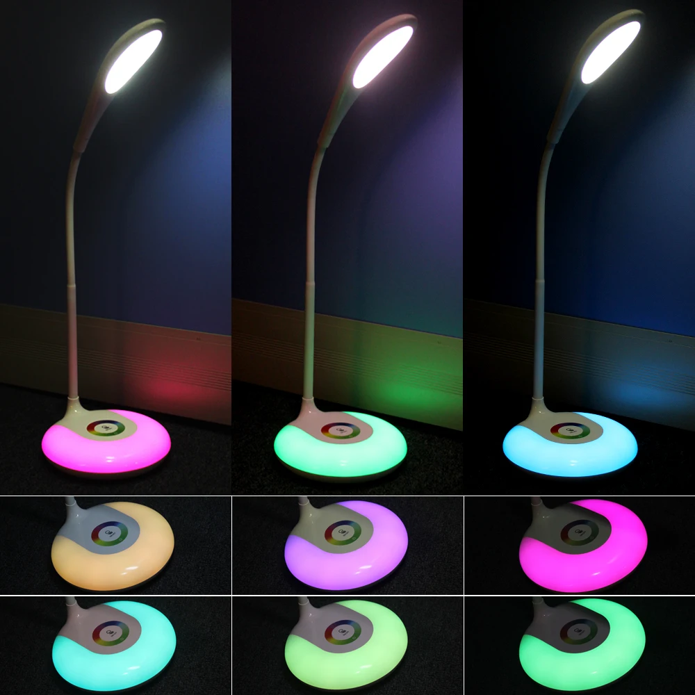 RGB диммируемая светодиодная детская настольная лампа которая защищает глаз USB
