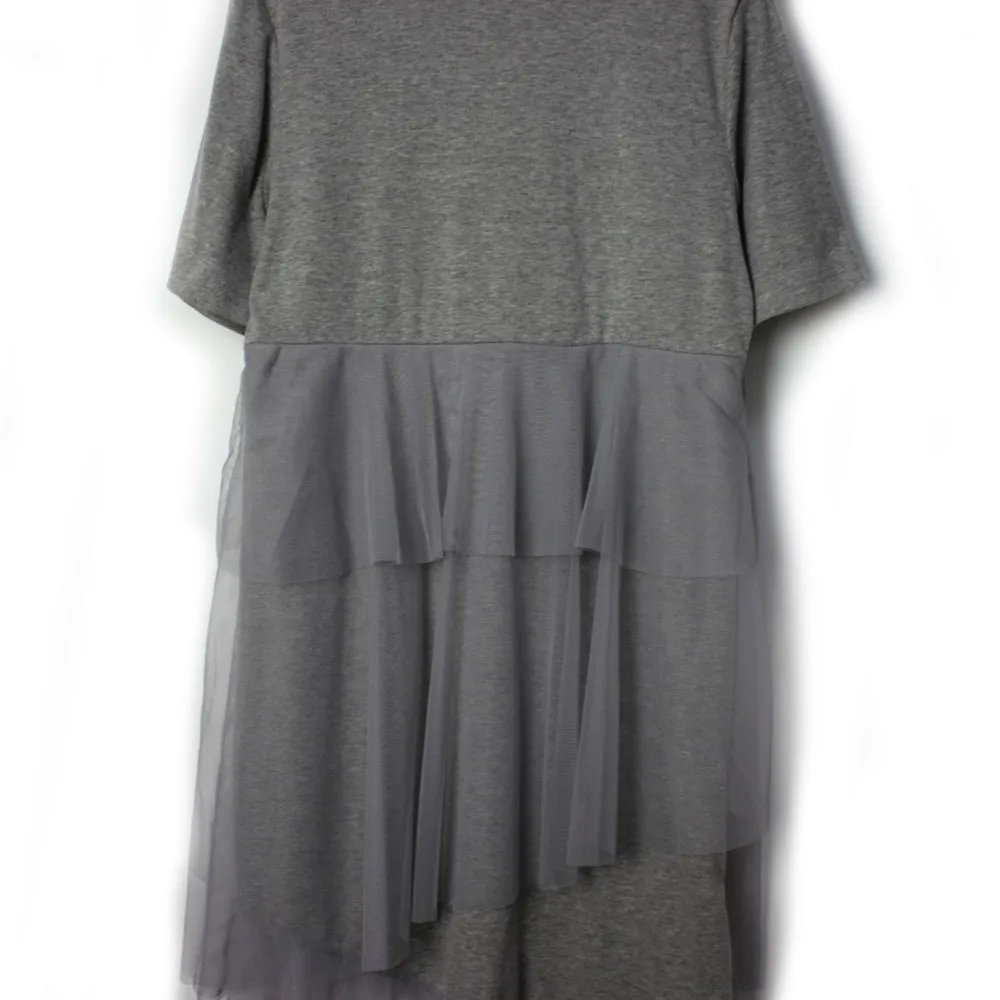Women 2019 Summer New Korea Fashion O-neck Short Sleeve Loose Dress Female Patchwork Mesh Mid-calf | Женская одежда