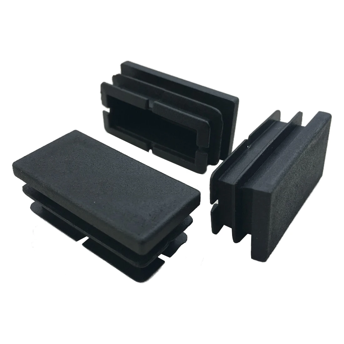 Promotion! 8 Pcs Black Plastic Rectangular Blanking End Caps Inserts 20mm x 40mm Plastic Ribbed for assembly and secure fitting