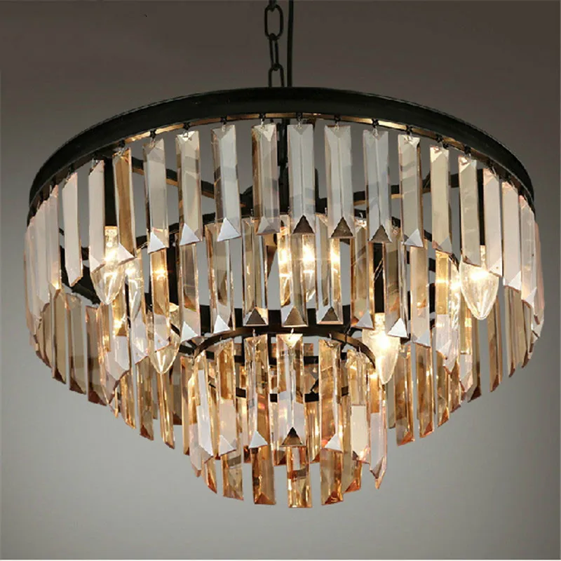 

Vintage French Glass Crystal Chandelier Light Fixture Black Cottage American White Suspension Lamp Hanging Light For Dining Room