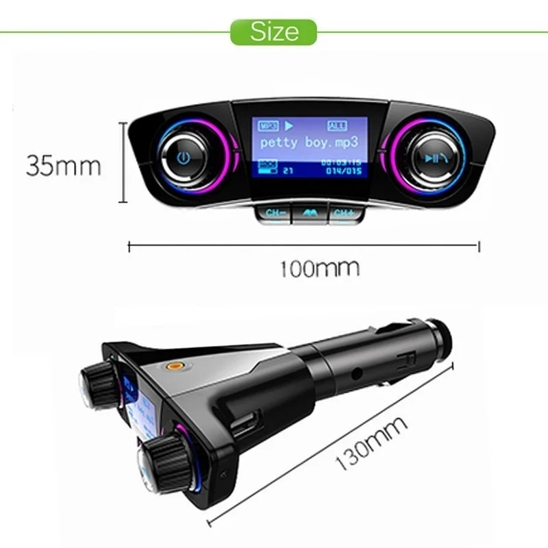 Автомобильное зарядное устройство с двумя USB портами FM передатчик BT06 Bluetooth