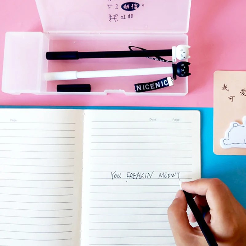 1 шт. милые ручки с кошками 0 38 мм гелевые ремешком нейтральные для письма школьные