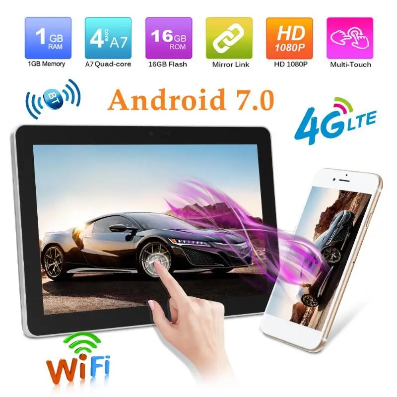 10 1 дюймов четырехъядерный 4G Android 7 0 Автомобильный подголовник монитор BT4.0